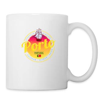 Porto in Portugal with retro sunset - Mug - white - Right