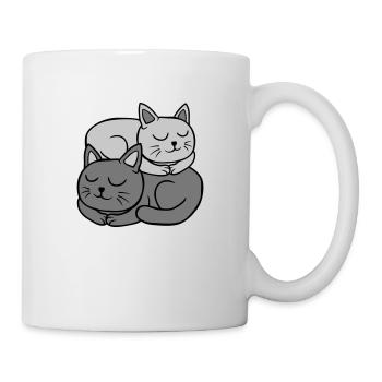 2 Katzen schlafen aufeinander - Tasse - Weiß - Rechts