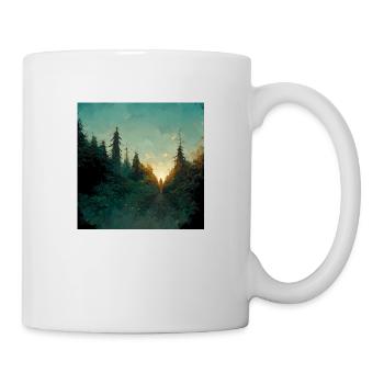 Sonnenuntergang Im Wald - Tasse - Weiß - Rechts