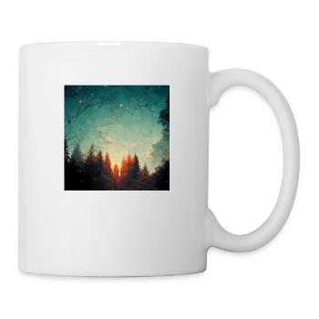 Sonnenuntergang Im Wald - Tasse - Weiß - Rechts