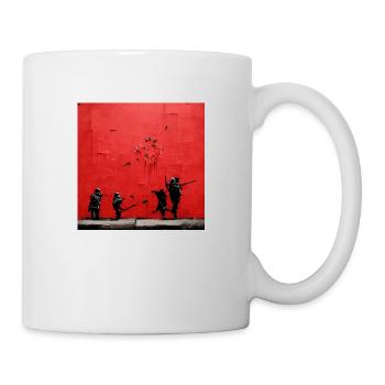 Graffitis de style Banksy de la scène de guerre - Mug blanc - blanc - Droite