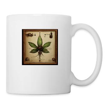 Cannabis Leaf Leonard Da Vinci Slketch - Mug - white - Right