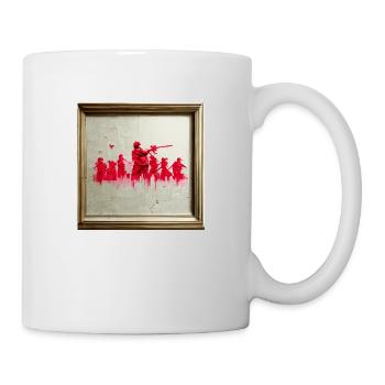 Graffitis de style Banksy de la scène de guerre - Mug blanc - blanc - Droite