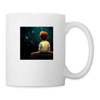Kleiner Junge, Der Am Rande Des Universums Sitzt - Tasse - Weiß - Rechts