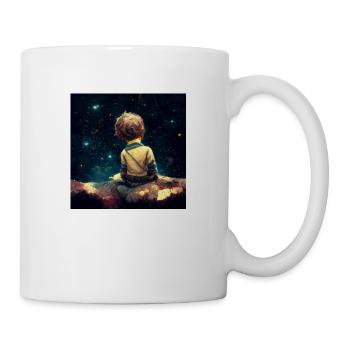 Kleiner Junge, Der Am Rand Des Universums Sitzt - Tasse - Weiß - Rechts