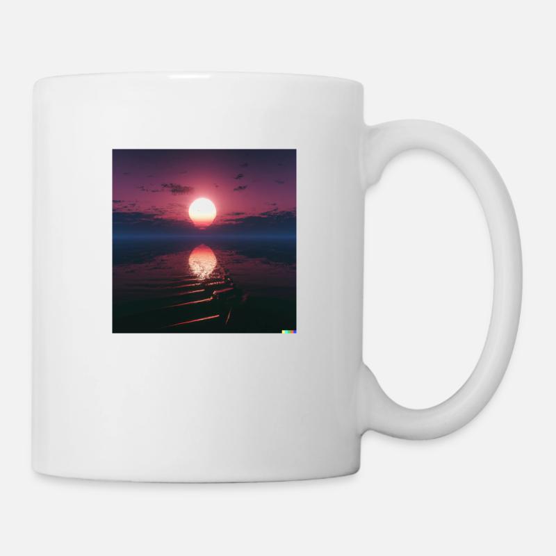 Synthwave sunset on the horizon - Mug - white