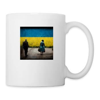 Ukrainischer Soldat, Der Nach Hause Kommt - Tasse - Weiß - Rechts