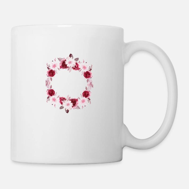 nounou en or Couronne de fleurs - Mug blanc - blanc