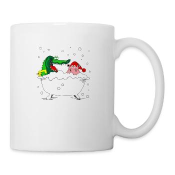 snow bathtub bath christmas xmas crocodile - Mug - white - Right
