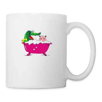 krokodil nilpferd badewanne hippo nilpferd baden - Tasse - Weiß - Rechts