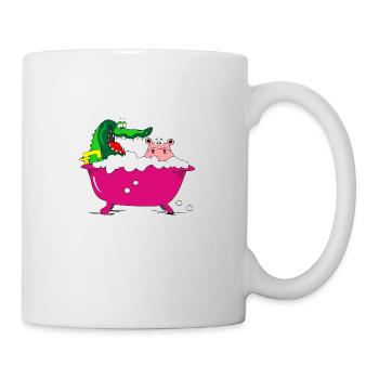 hippo bathtub crocodile kids kids gift - Mug - white - Right