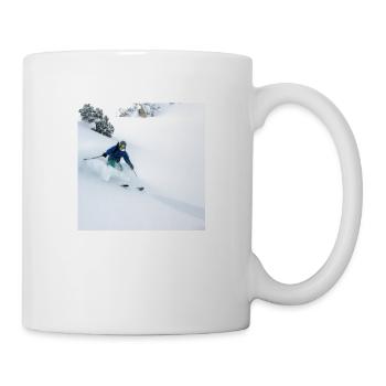 Skifahrer in tiefem Pulverschnee - Tasse - Weiß - Rechts
