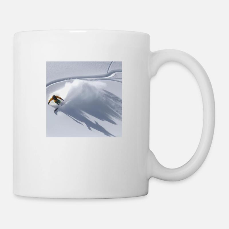 snowboarder cool dans la neige poudreuse profonde - Mug blanc - blanc