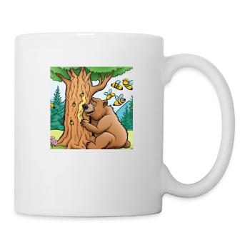 Grizzly bear eats honey - Mug - white - Right