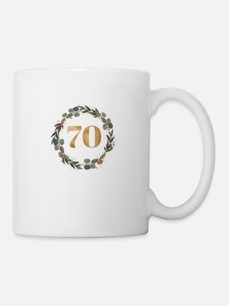 70 Zahl Kranz - Tasse - Weiß