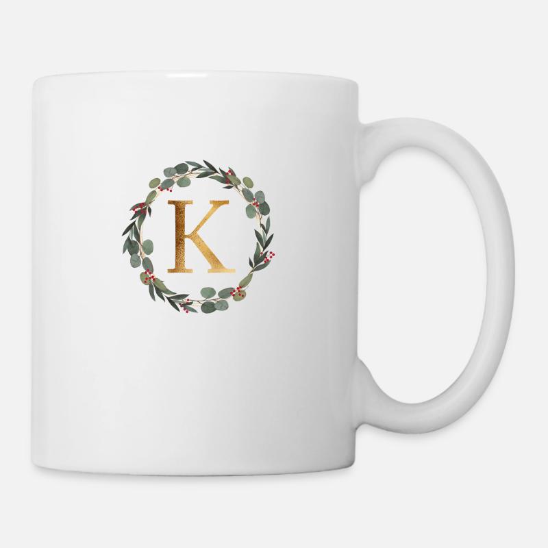 Personalisierbar Monogramm K Kranz - Tasse - Weiß