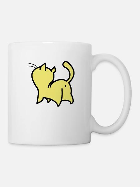 gelbe katze - Tasse - Weiß