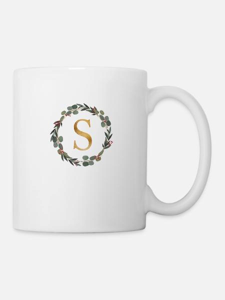 Personalisierbar Monogramm S Kranz - Tasse - Weiß