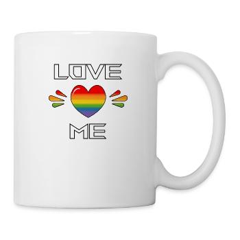 Arc-en-ciel Cœur étincelant LOVE ME SHIRT - Mug blanc - blanc - Droite