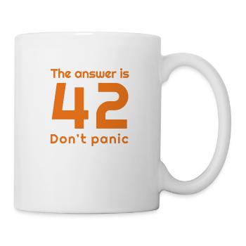 The answer is 42, don't panic - Mug - white - Right