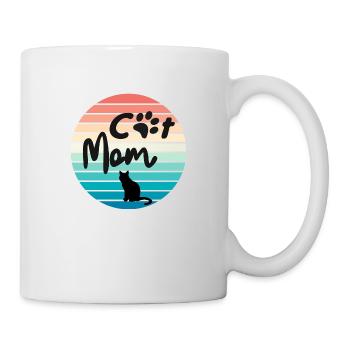 Cat Mom Retro - Tasse - Weiß - Rechts