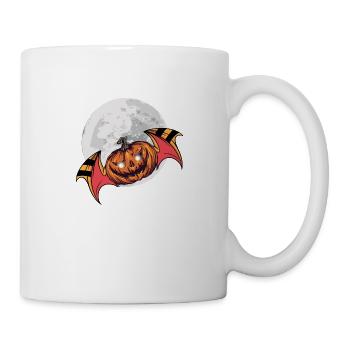 Kürbis fliegend im Mond Schein Halloween - Tasse - Weiß - Rechts