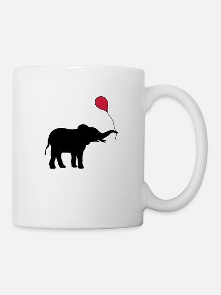 Roter Luftballon Elefant Geschenk - Tasse - Weiß