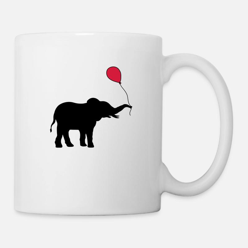 Roter Luftballon Elefant Geschenk - Tasse - Weiß