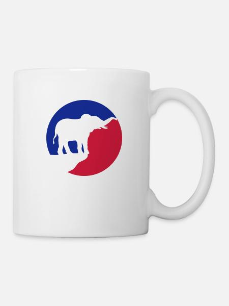 Vollmond Elefant Silhouette Klippe - Tasse - Weiß