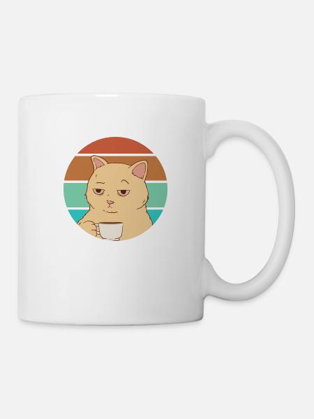 Cat with a coffee | Working day tired - Mug - white