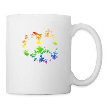 Frieden Zeichnung Freiheit Regenbogen Farben 4 - Tasse - Weiß - Rechts