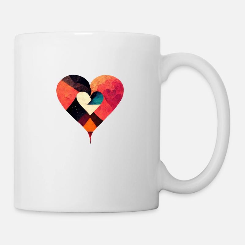 Kunstvolles buntes Herz - Tasse - Weiß