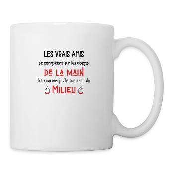 les vrais amis se comptent sur les doigts - Mug blanc - blanc - Droite