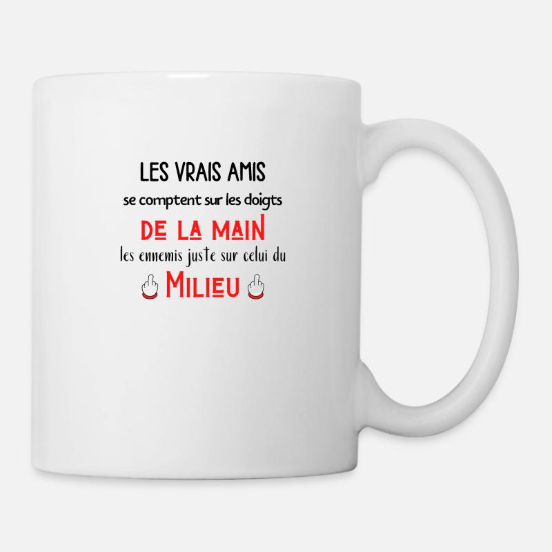 les vrais amis se comptent sur les doigts - Mug blanc - blanc