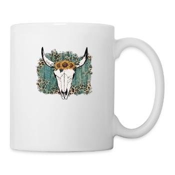 Western Rodeo Cow Head Flowers Cowboy Cow Girl USA - Mug - white - Right