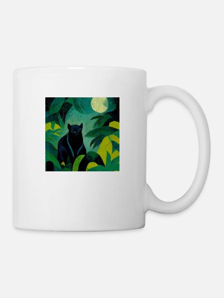 Panther im Dschungel bei Mondschein - Tasse - Weiß