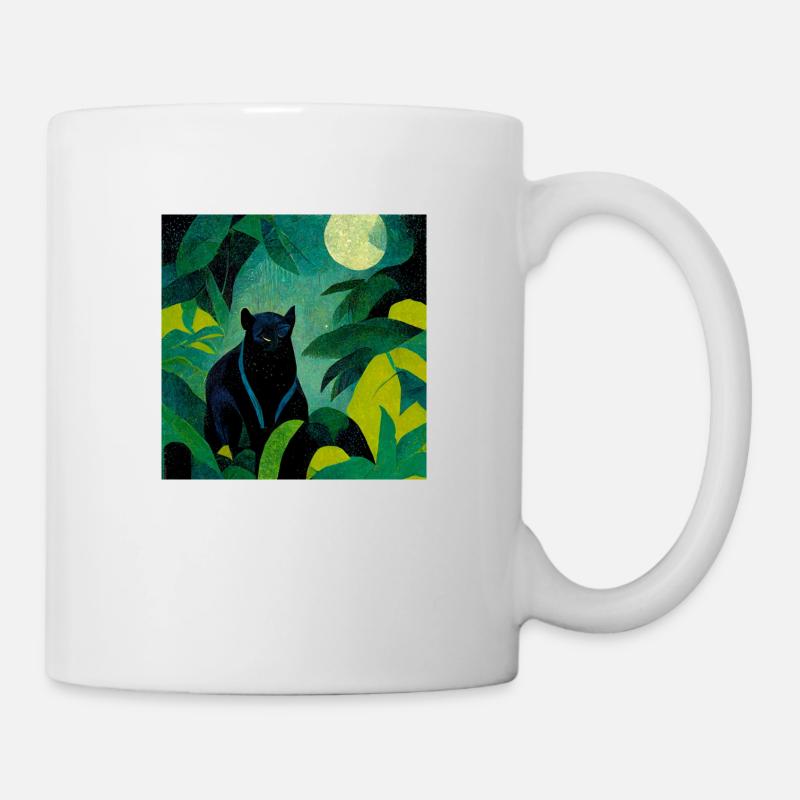 Panther im Dschungel bei Mondschein - Tasse - Weiß