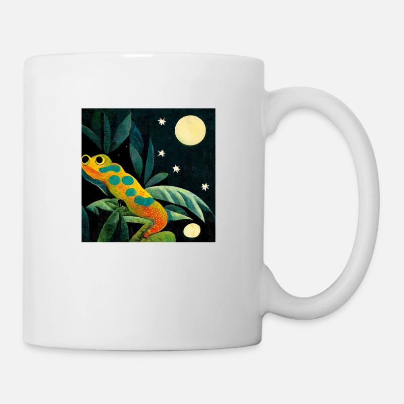 Gecko im Mondschein - Tasse - Weiß