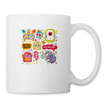 Dessin animé visage bande dessinée dessin animé humour sourire - Mug blanc - blanc - Droite