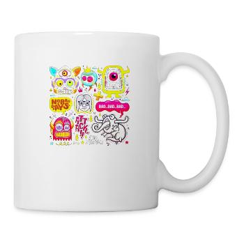 Dessin animé visage bande dessinée dessin animé humour sourire - Mug blanc - blanc - Droite