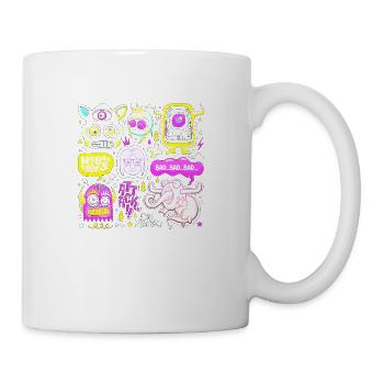 Dessin animé visage bande dessinée dessin animé humour sourire - Mug blanc - blanc - Droite