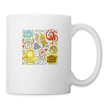 Wütendes Gesicht Gesicht glücklich Cartoon glücklich - Tasse - Weiß - Rechts