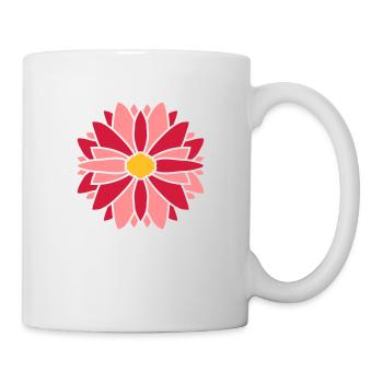 Rote Hübsche Blume Design - Tasse - Weiß - Rechts