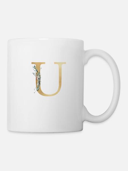 Personalisierbar Monogramm U - Tasse - Weiß