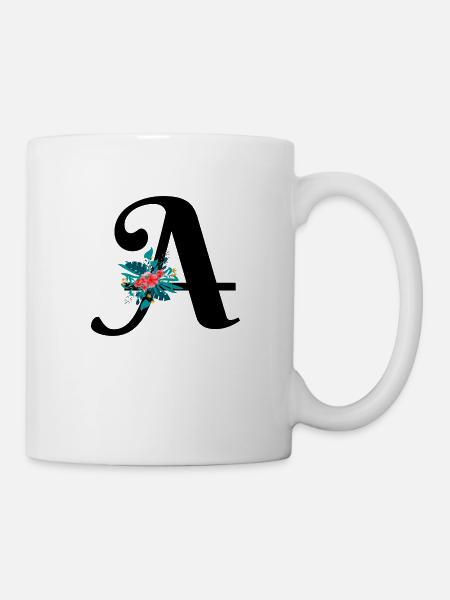 lettre A fleuris - Mug blanc - blanc