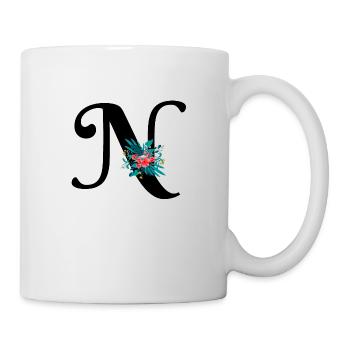 Buchstabe N geblümt - Tasse - Weiß - Rechts