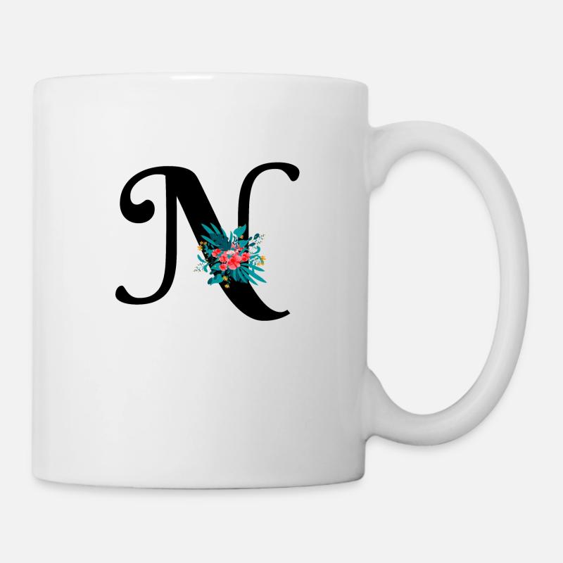 Buchstabe N geblümt - Tasse - Weiß
