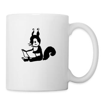 Squirrel Reads Book Illustration Gift - Mug - white - Right