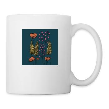 Flowers drawing orange dark blue colorful - Mug - white - Right
