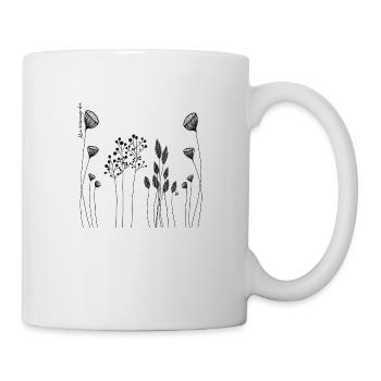 Fineline flowers black abstract - Mug - white - Right